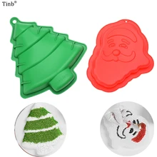 

2pc Large Cake Decorating Mold 3D Silicone Molds Baking Tools Christmas tree Santa Claus Cake Chocolate Mousse Maker Dessert Pan