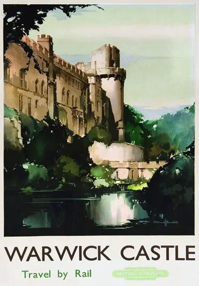 Vintage British Rail Warwick Castle Railway Poster A4//A3//A2//A1 Print