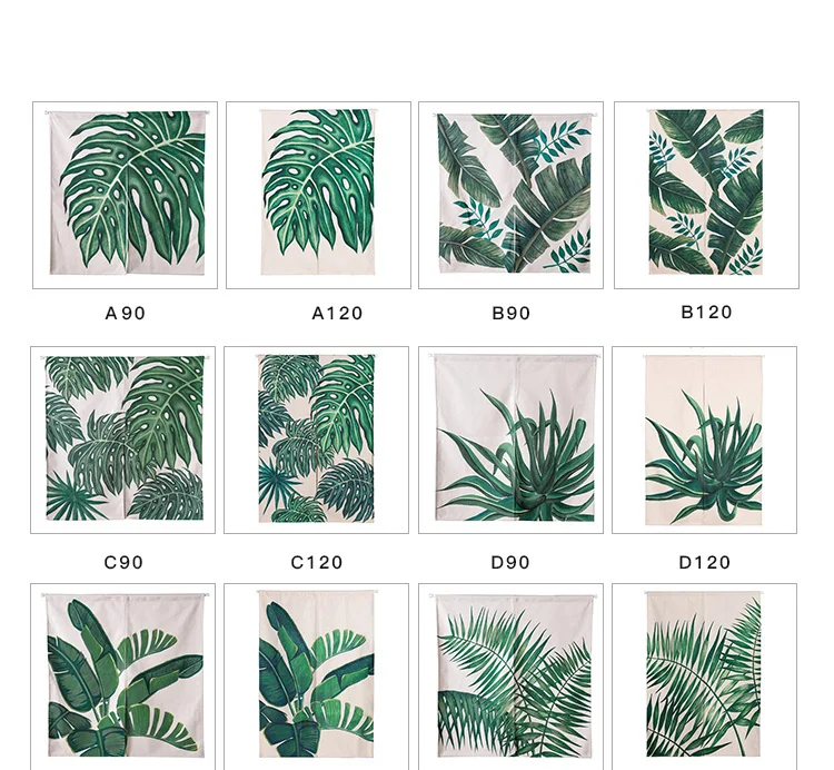 Новое белье Норен японский стиль двери шторы зеленый лист тропической пальмы Telopea monstera печатных гобелен 85x120 см/85x90 см