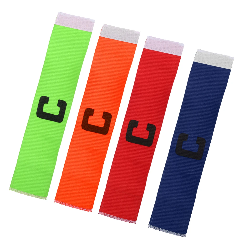 4 Pieces Elastic Soccer Football Captain Armband Strap Team Sports Captain Arm Band Green Red Blue Orange