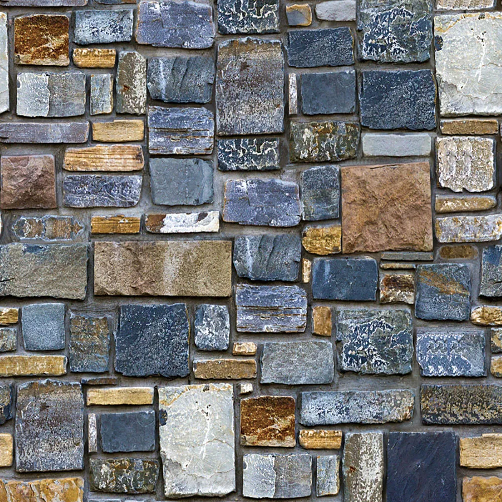 Buy 3D Uneven Brick Print Wall Sticker Decal Rustic Retro Stone Sticking Wall