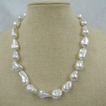 100% NATURALEZA FRESH-WATER Barroco COLLAR de PERLAS de buen quanlity-925 SILIVER GANCHO