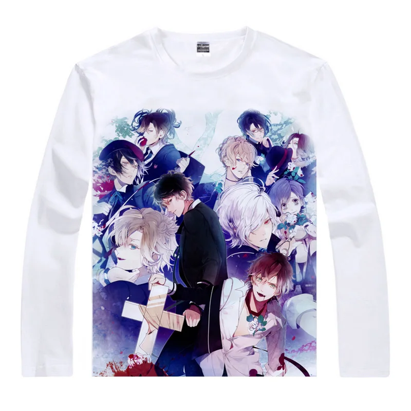 Аниме DIABOLIK LOVERS костюмы для косплея Komori Yui футболки с длинными рукавами принтом