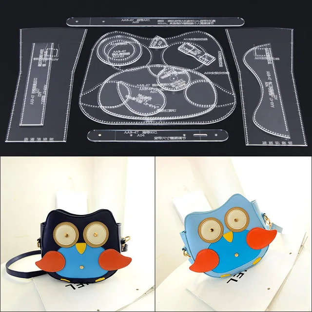 

1Set Acrylic Leather Template Home Handwork Leathercraft Sewing Pattern Tools Accessory Bird cartoon pattern Shoulder Bag female