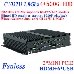 IPC промышленная коробка 4G RAM 500G HDD мини ПК безвентиляторный INTEL Celeron C1037u 1,8 GHz VGA HDMI RJ45 usb 6 * COM windows Linux IPC промышленная коробка 4G RAM 500G HDD мини ПК безвентиляторный INTEL Celeron C1037u 1,8 GHz VGA HDMI RJ45 usb 6 * COM windows Linux