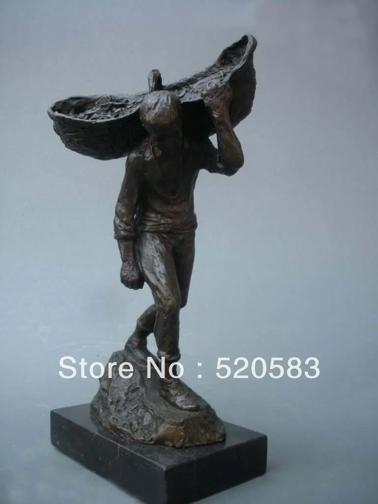 

Signed 100% Bronze Marble Art statue Hard work of workers Man Classic Sculpture