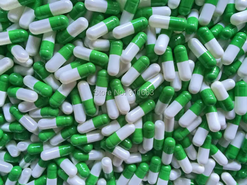 00 100pcs best quality!Green White Colored Empty Capsules, Hard