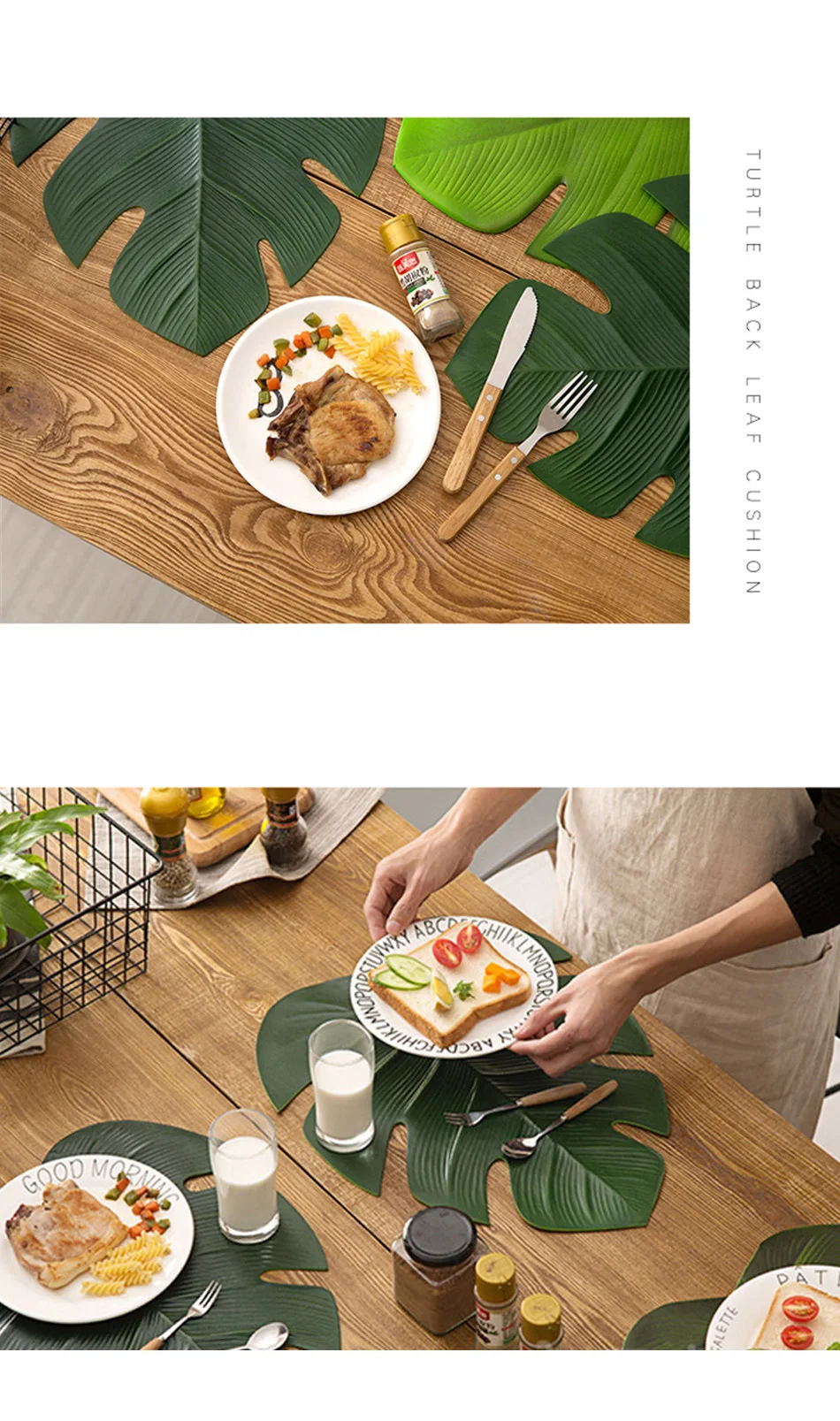 Simulated Turtle Back Leaf Placemat Artificial Plant Insulation Non-slip Tableware Home Western anti-hot plate Table Decor Mats (7)