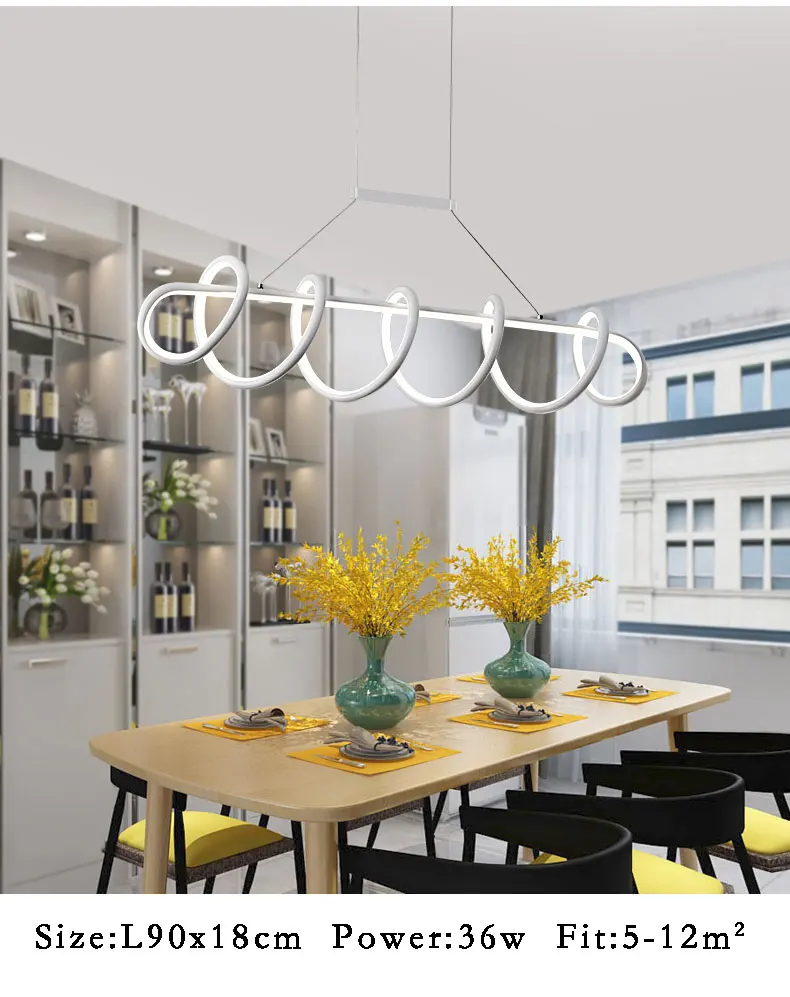 Luzes para Sala de Estar Sala de Jantar Novo Estilo Preto Branco Moderno Led Pingente Acrílico Lâmpadas Casa Design Ac110v 220 v - 12 Luzes de pendentes