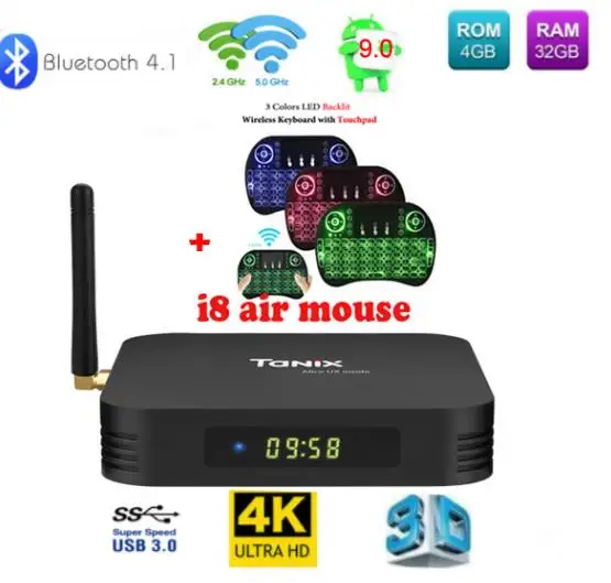 Tanix TX6 Android 9,0 tv BOX Allwinner H6 4G DDR3 32/64 2,4 ГГц 5 ГГц WiFi Поддержка 4K H.265 Bluetooth 4,0 tx6 mini 2g 16g - Цвет: 4G 32G i8 backlit