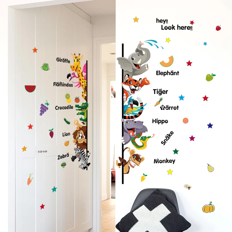 SK7042 الكرتون الحيوانات ملصقات جدار DIY الأطفال جدارية الشارات للأطفال غرف الطفل خزانة غرفة النوم باب الديكور