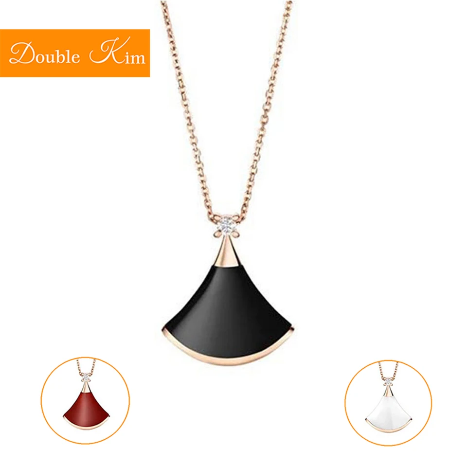 

Sector Skirt Pendant Necklace Titanium Stainless steel Chain Necklace Rose Gold Color Fashion Women Jewelry