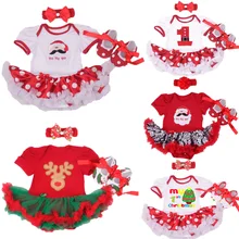 2018new маленьких Обувь для девочек Рождественская одежда Санта Клаус/Лось ползунки платье+ повязка+ Обувь Bebe Рождество Комплекты для девочек наряд