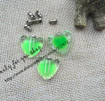 

30pcs Luminous Heart Glass Vial Pendants Glass Purfume Pendant DIY charm glass pendant Glow in Dark