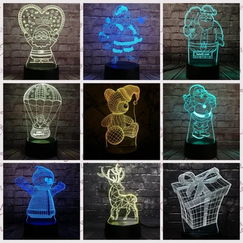 

Christmas Series Santa Claus ELK Deer Snowman lamp Box 3D USB LED Lamp Colors Change Desk RGB Night Light Base Kid Baby Sleep