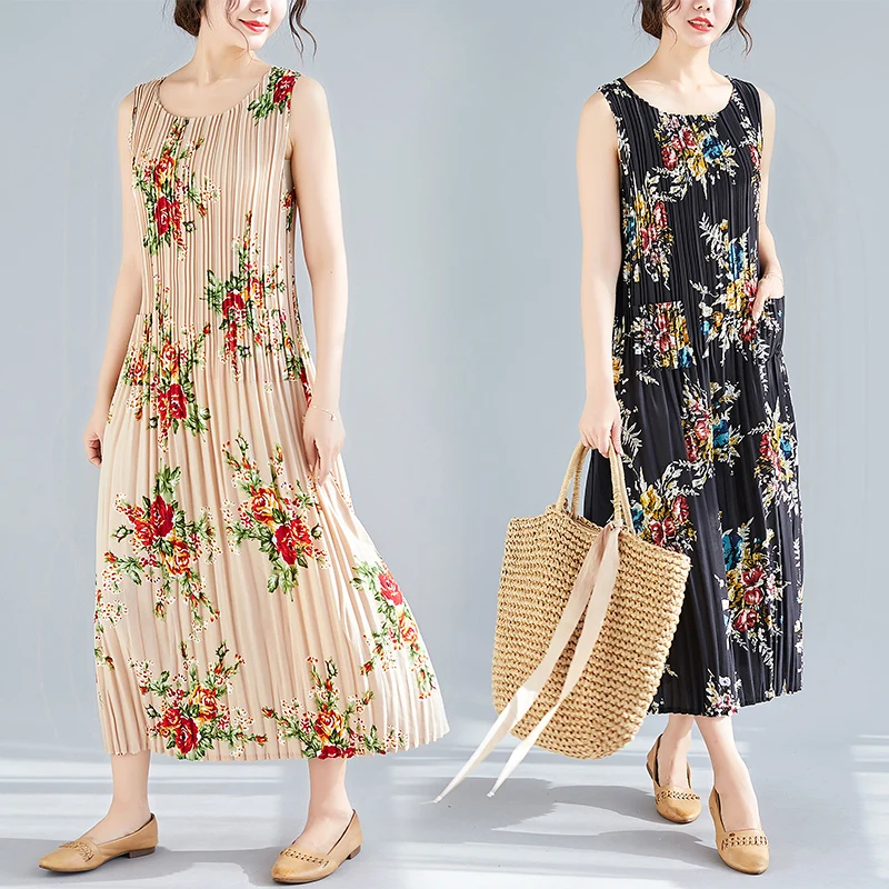

BIG SIZE 2019 Summer Women Vintage Elegant Sleeveless Chiffon Cotton Sexy Dress Ladies Female Plus Large Long Tank Vest Sundress