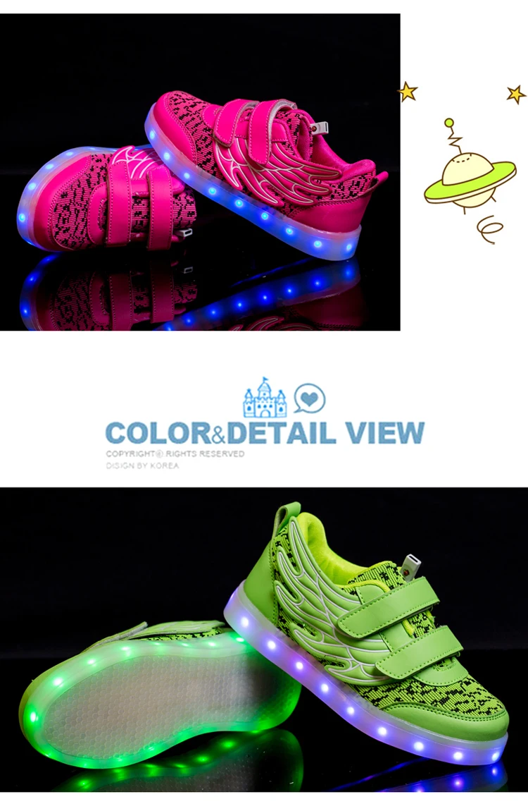 Casuais com Luz Led de Recarga Usb para Meninos Strongshen Crianças Sapatos Luminosos Meninas Sapatilhas Iluminado 4 Cores Brilhantes 20 High Quality Mamãe e Bebê