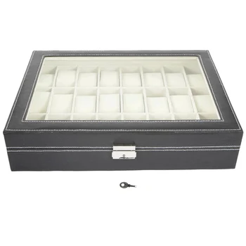 

Luxury 24 Grids PU Leather Watch Box Case Collector Holder Organizer For Watches Clock Jewelry Display Storage Boxes