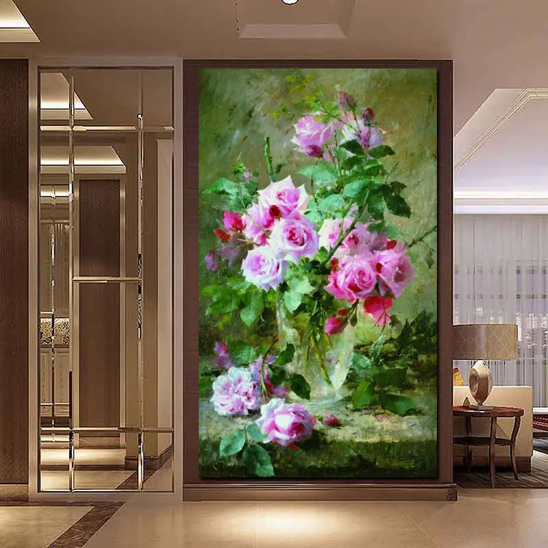 HD Print Modern Watercolor Flowers in Vase Floral Oil Painting on Canvas Poster Wall Picture for Living Room Sofa Cuadros Decor (2)