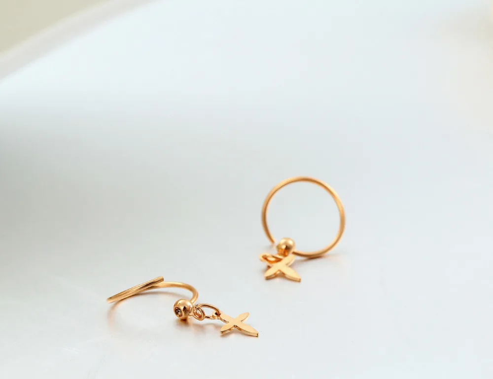 Small Yellow Gold Color Lucky Cross Charm Pendant Huggies Hoop Small Yellow Gold Color Lucky Cross Charm Pendant Huggies Hoop Earrings Piercing Jewelry For Kids Baby S Women In From