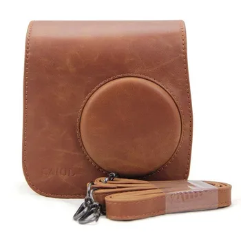 

Brown PU Leather Camera Bag for Instax Strap Case Pouch Protector Shell for Fujifilm Instax Polaroid Mini 8 mini9/7s/25/50/70/90