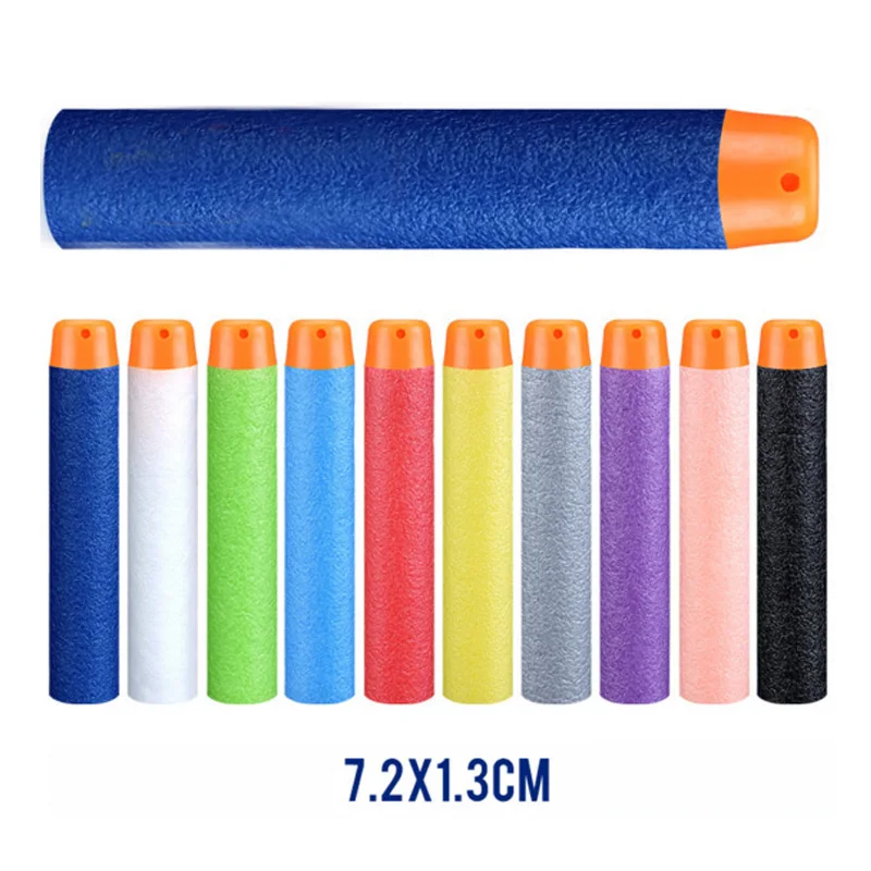 

100PCS For Nerf Bullets Soft Hollow Hole Head 7.2cm Refill Darts Toy Gun Bullets for Nerf Series Blasters Xmas Kid Children Gift