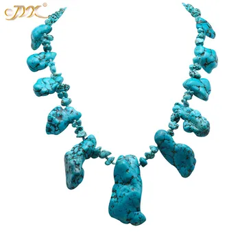 

JYX Tower chain Special Huge Irregular Baroque 6.5*9.5-25*60mm Blue Turquoise Necklace 21" Handmade Gemstone Jewelry best gift