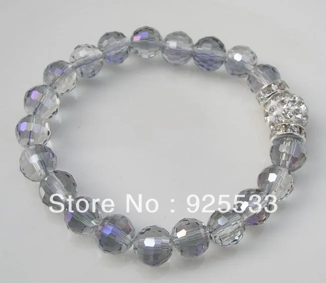 Free shipping 3pcs white beads &amp AB color plated crystal beaded stretch bracelets DIY basketball wives jewerly | Украшения и