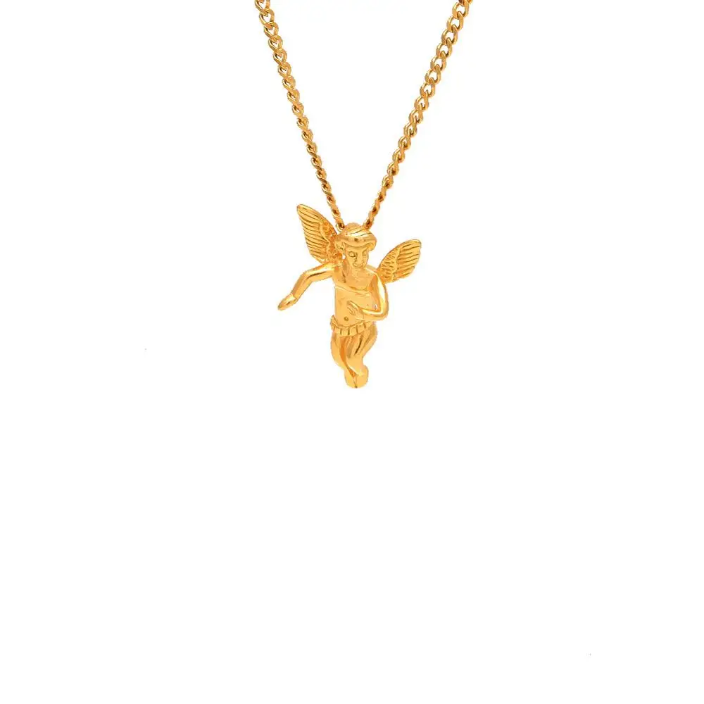 Новое поступление мужской хип-хоп золотой цвет нержавеющая сталь Ангел кулон ожерелья модное винтажное ювелирное ожерелье Прямая поставка - Окраска металла: Золотой цвет