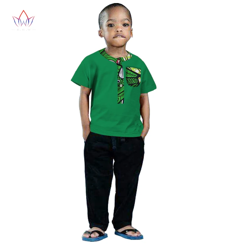 Африканский Костюмы дети Дашики традиционные хлопчатобумажная рубашка соответствующие африка печати детский топ одежда для малышей хлопок brw WYt63