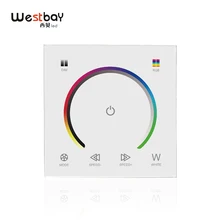 RGBW сенсорный панельный переключатель, кристалл, DC12-24V, контроллер, светильник, диммер, светодиодный светильник, переключатель, закаленное стекло, настенный переключатель