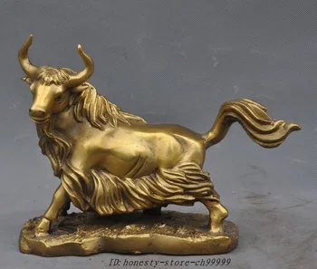 

Crafts statue Lucky Chinese Fengshui brass Copper Zodiac Animal Sheep Goats Statue Figurine