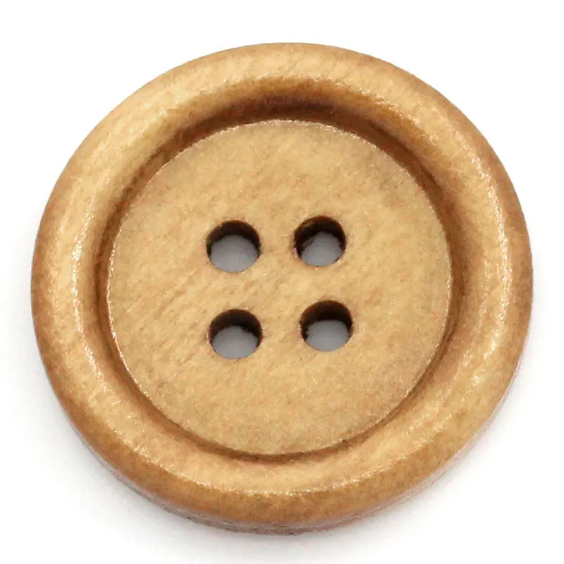 

DoreenBeads Wood Sewing Button Scrapbooking Round Huang Coffee Four Holes 20.0mm( 6/8") Dia, 15 PCs 2015 new