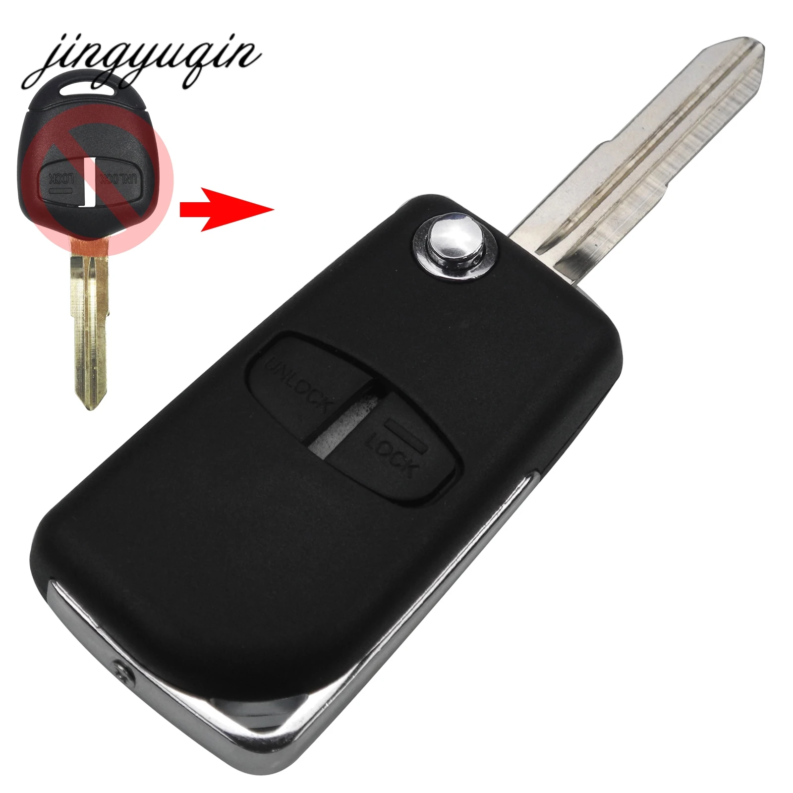 

jingyuqin 2 Button Modified Flip Folding Remote Key Shell Case for Mitsubishi New ASX GRANDIS Outlander LANCER-EX Right Blade