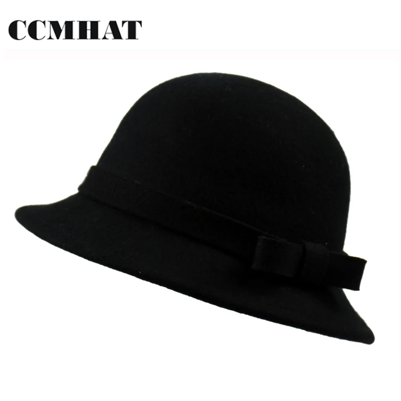 CCMHAT 100 Wool Black Fedoras Hats For Children Casual Baby Fashion