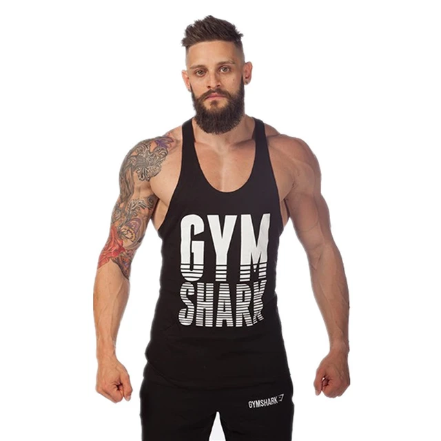 New Brand Gym Shark Mens Tank Tops Stringer Bodybuilding Equipment