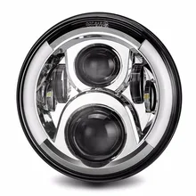 7″ 60W Motorcycle LED Headlight Angle Eyes with Amber Signal Halo DRL Halo For Harley Davidson Motorcycles Daymaker