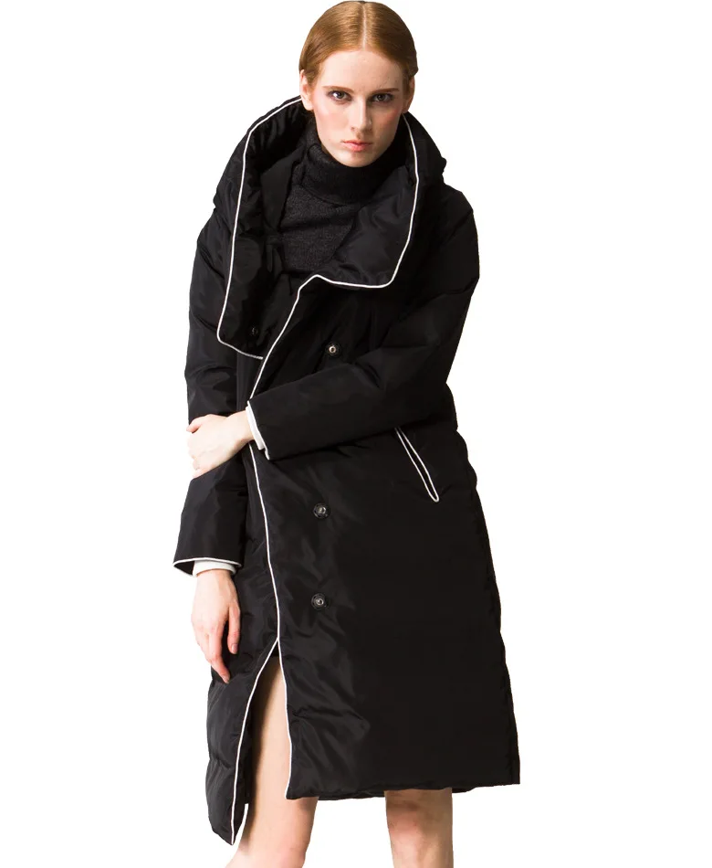 Высококачественная Модная брендовая зимняя роскошная женская длинная пуховая парка в европейском стиле с капюшоном, супер пуховик на утином пуху, Женское пальто wq302