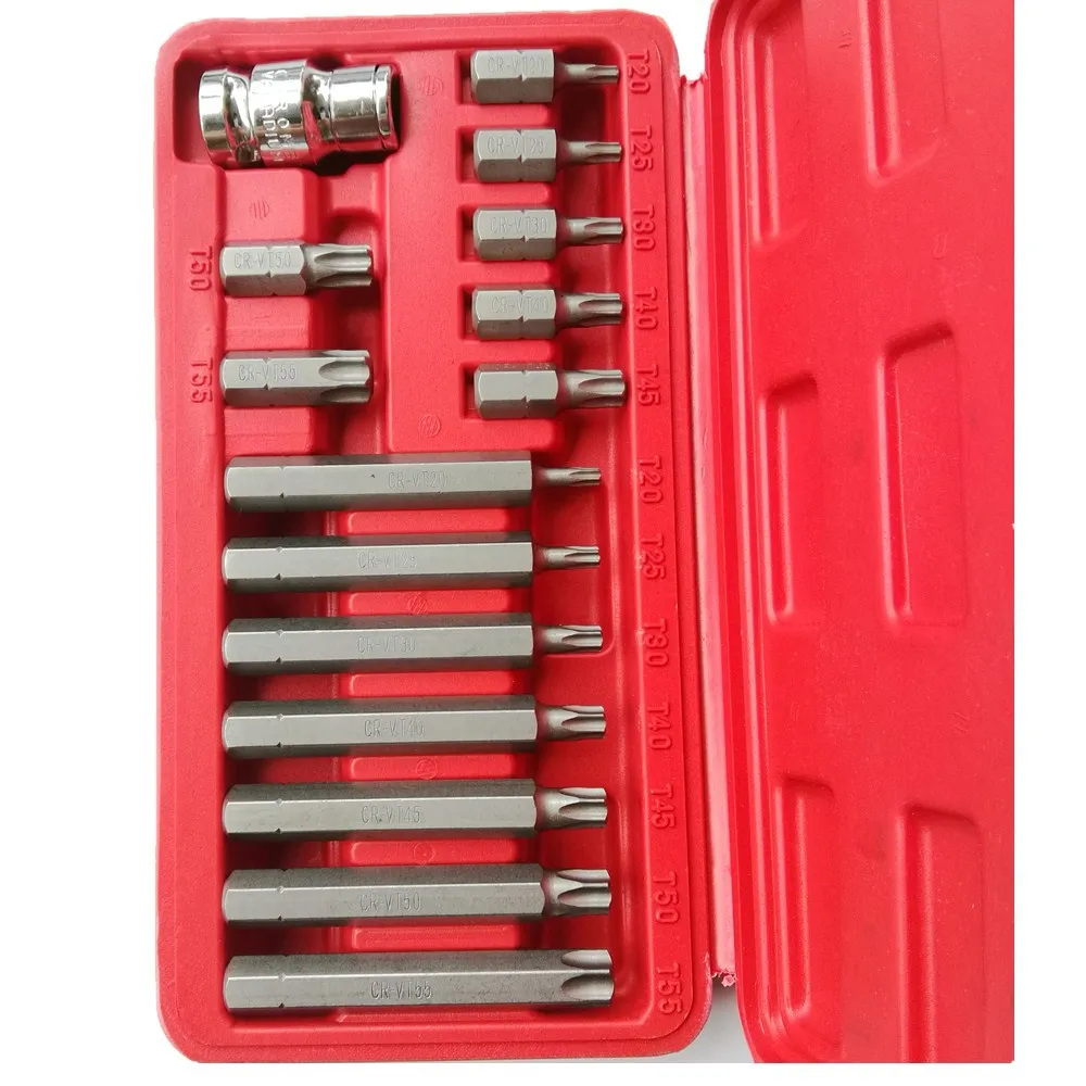 UNeefull 14 шт Torx биты и 1 1/2 дюйма адаптер для привода Набор отверток из хромированной