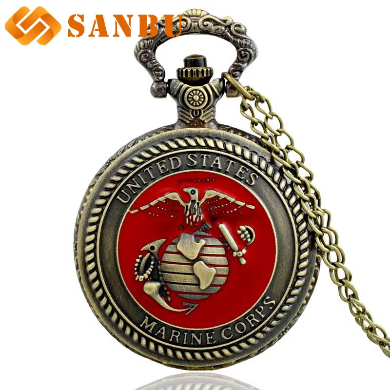 Antique United States Marine Corps USMC Quartz Pocket Watch Vintage Men