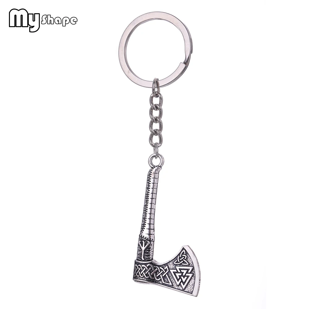 

My Shape Axe Pendant Key Chain Vintage Irish Knot Trinity DIY Keychains Bag Car Key Rings Men Male Jewelry Silver Gift 2019