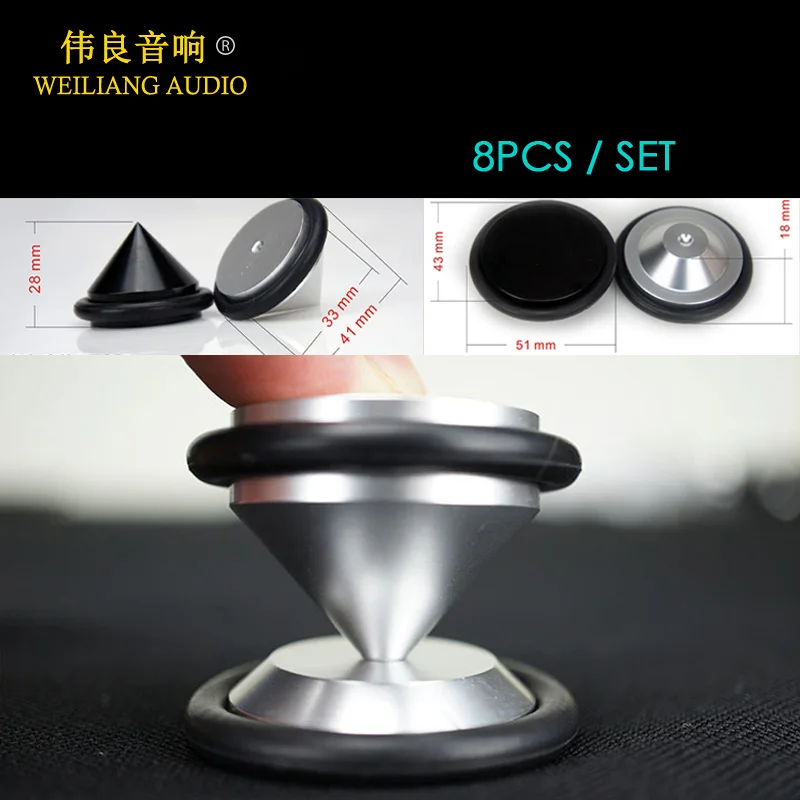 

8Pcs/lot Amplifiers Aluminum Speaker Foot Pads + Nails DIY For Decoder Audio Speakers Computer Chassis Vibration Damping Feets