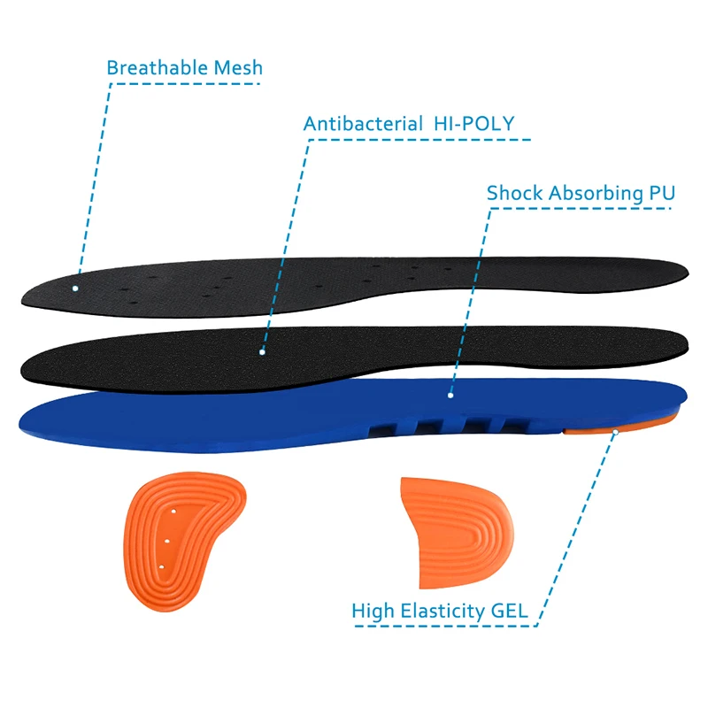 Pu Sports Insoles Pads Sole For Shoes Silicone Gel Cushion Breathable Running Men Women Shoe Inserts Heel Spur Shoe-insoles