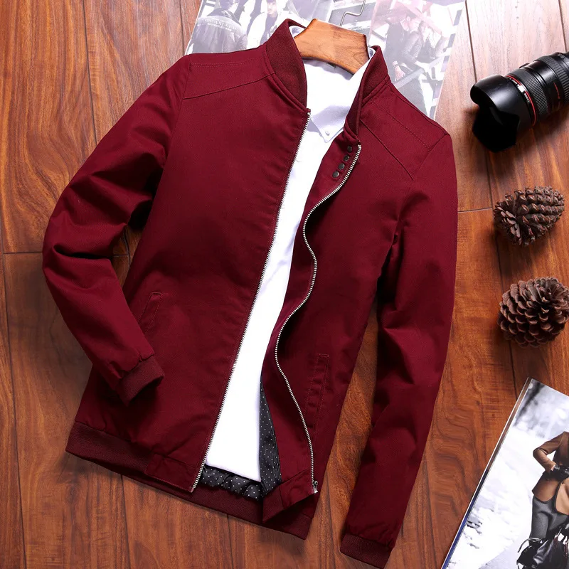 AliExpress Spring and Autumn New Men's Casual Cotton Jacket Men's Stand Collar Jacket Thin Youth Slim Sportswear 5 Colors M-4XL