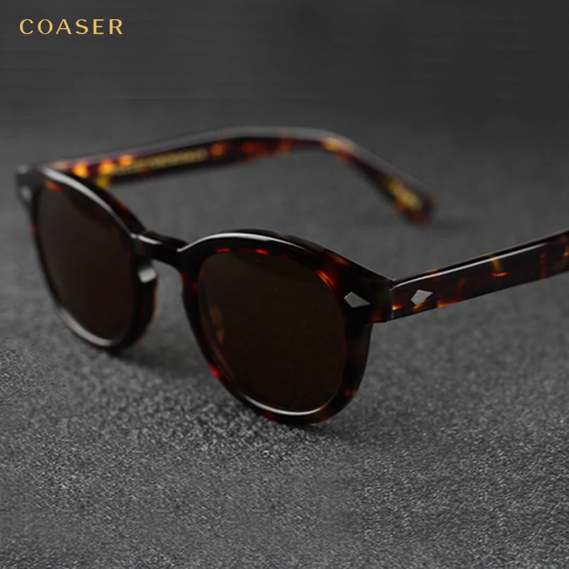 

COASER NEW Vintage Round Acetate EyeglassesPolarized Sunglasses Men Women Brand Designer Gafas De Sol Eyeglasses oculos de grau