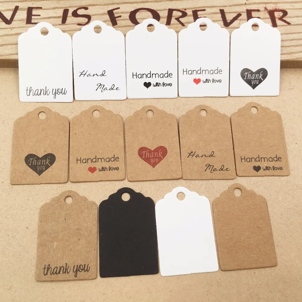 200PCS Brown Paper Kraft Gift Tag Favour Lolly Wedding Party Bag Name Label HICA