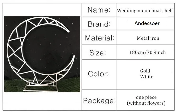 На заказ 70,87 ''Золотая белая луна корабль металлическая железная Арка Декор Свадебный Стенд фон торт стенд полка полумесяц Свадьба Луна арка