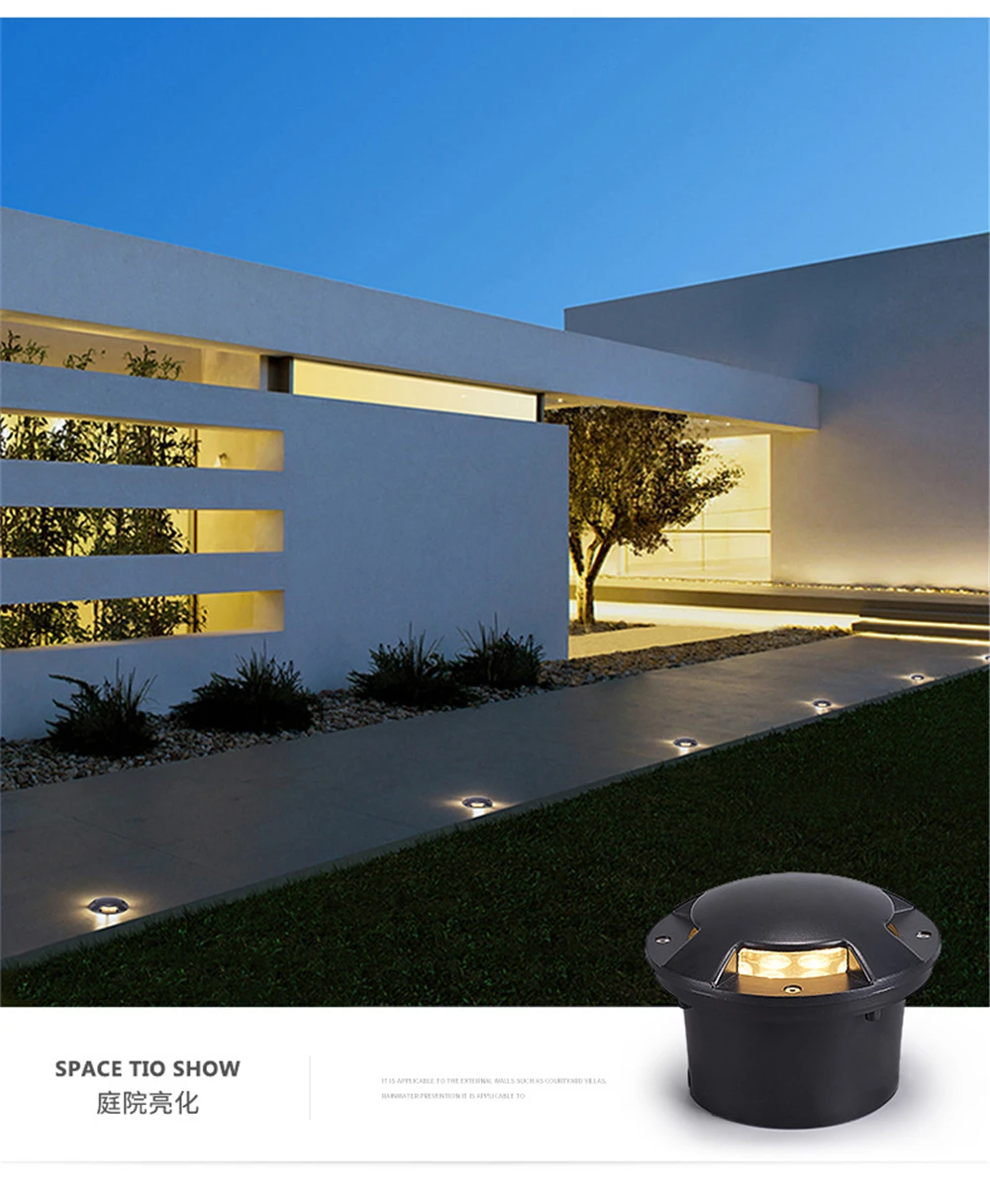 Conduziu a Luz à Terra Subterrânea 2 3 4 Iluminação Lateral 100*90mm Preto Ip67 Jardim Ac12v 5w 1 - 4 Ac12v conduziu a luz subterrânea 5w 1