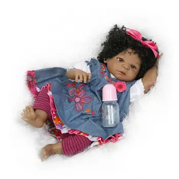 

Nicery 22inch 55cm Bebe Reborn Doll Indian Style Hard Silicone Boy Girl Toy Reborn Baby Doll Gift for Children Blue Vest Baby