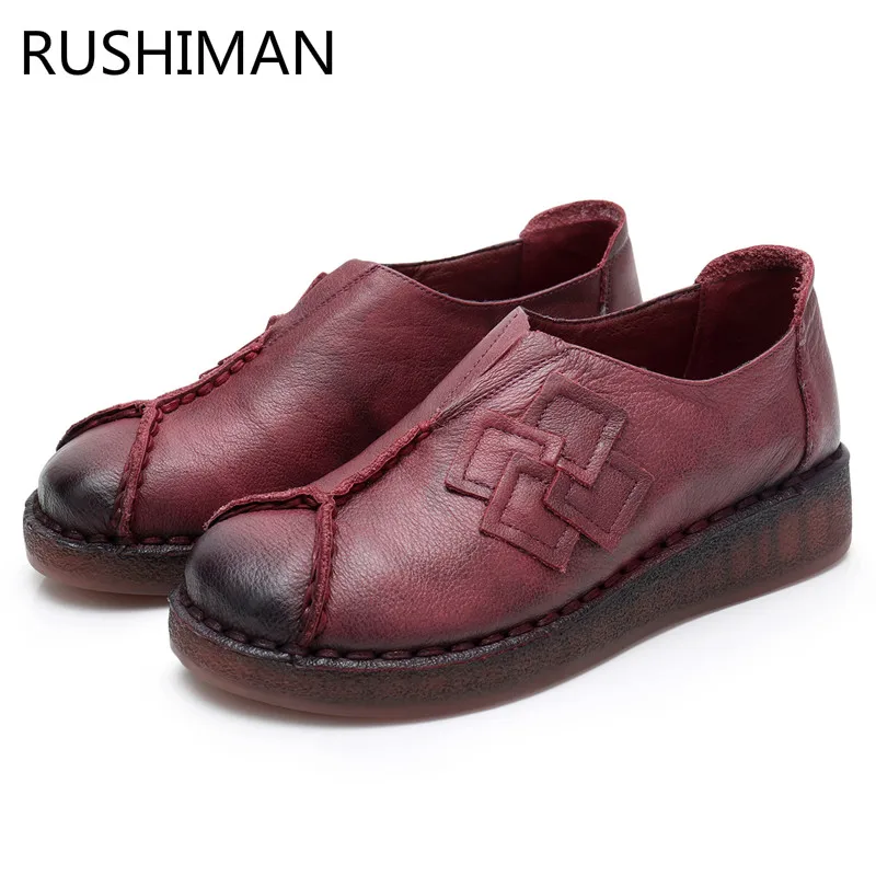 RUSHIMAN2018 кожаные туфли для мам из воловьей кожи реставрация на толстой